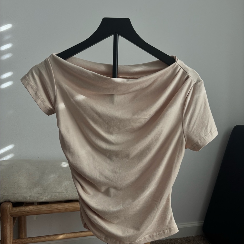 SHEIN Soft Beige Short Sleeve Top